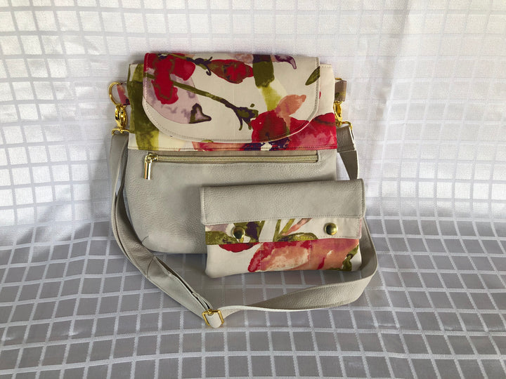 Faux Leather & Floral Crossbody