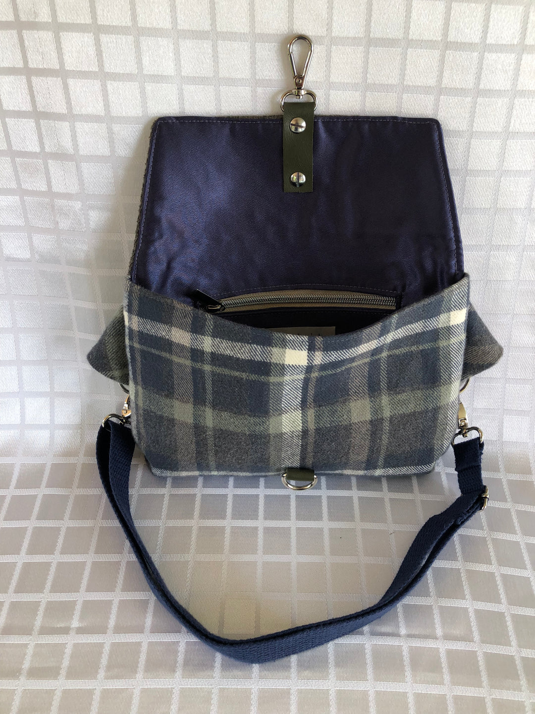 Green and Blue Plaid Medium Crossbody