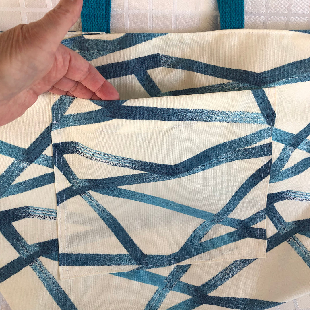 Turquoise Blue Patterned Tote