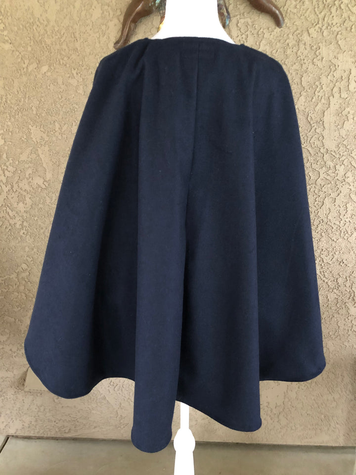 Deep Navy Blue Poncho with Pockets