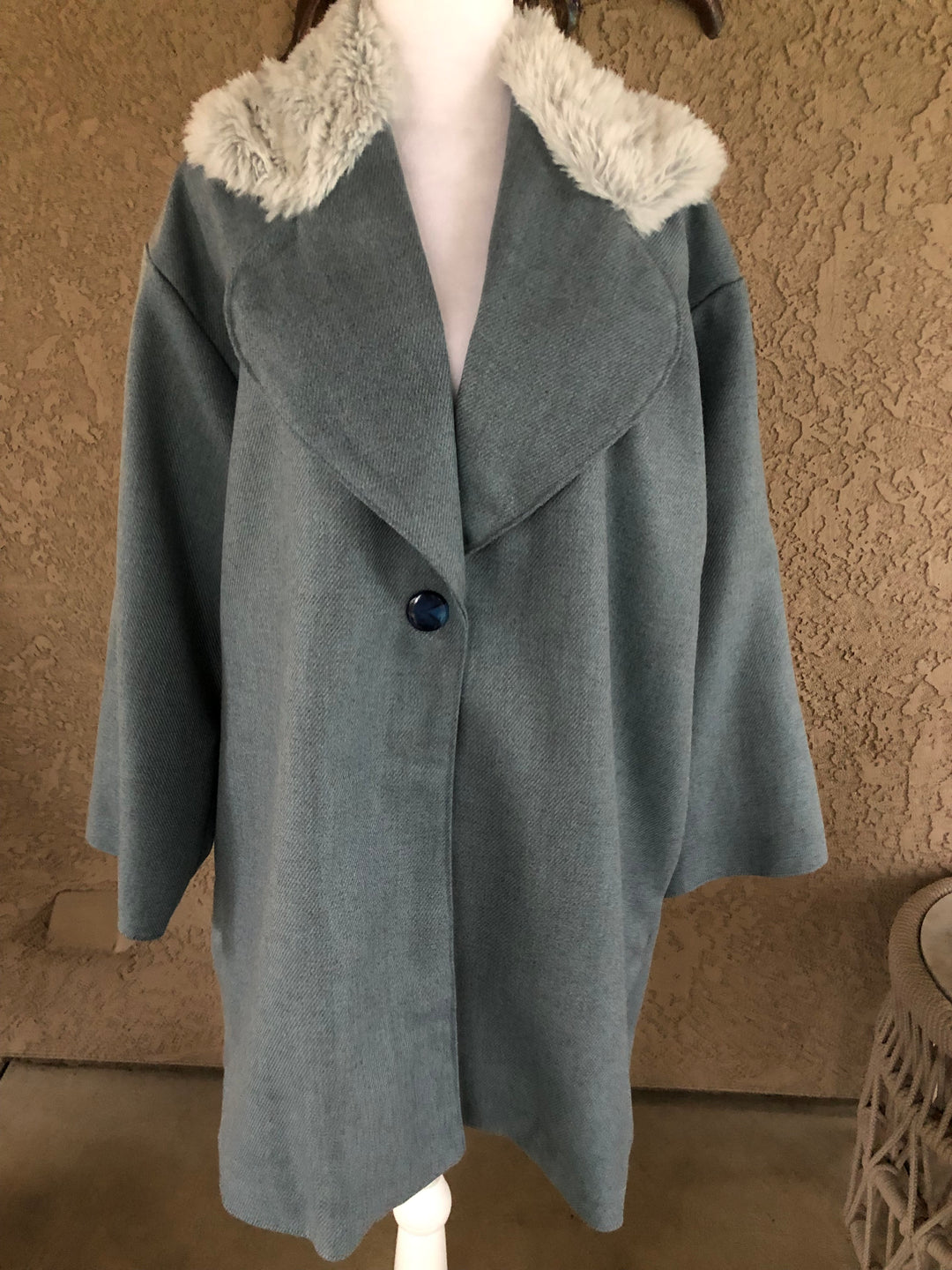 Powder Blue with Faux Fur Collar