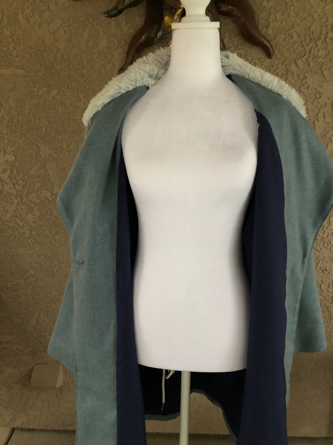 Powder Blue with Faux Fur Collar