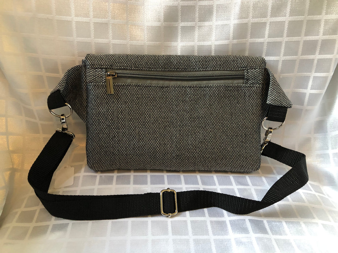 Black and Silver Tweed Crossbody