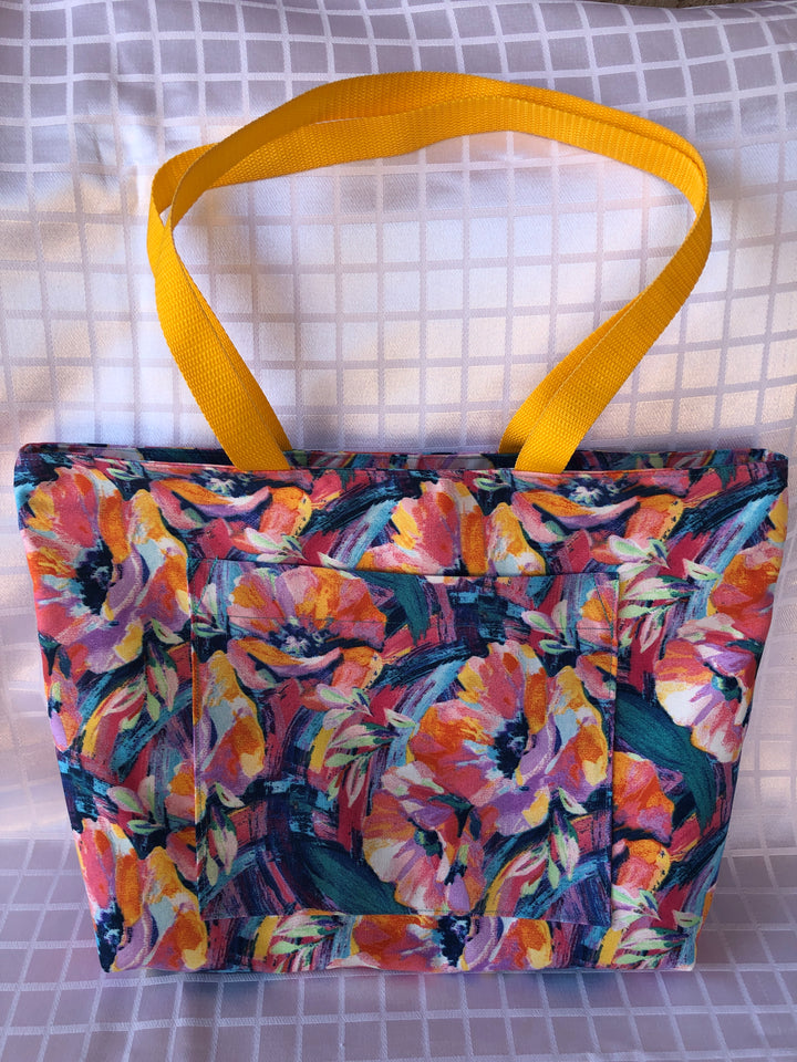 Splash of Vibrant Flowers on Canvas Tote