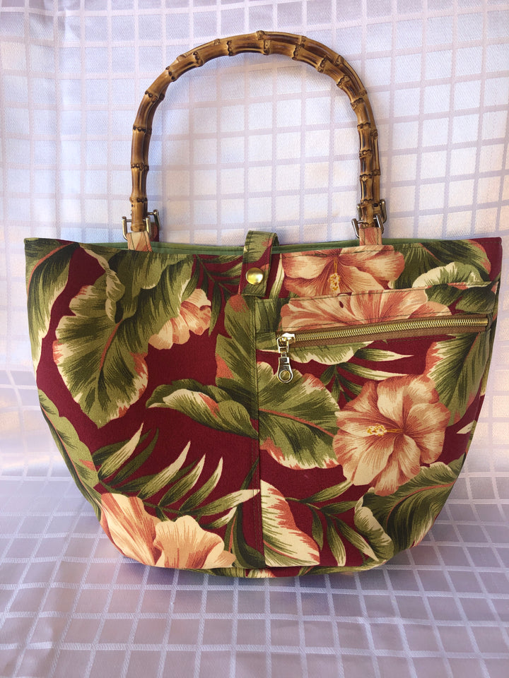 Hibiscus on Deep Pink Handbag/Tote