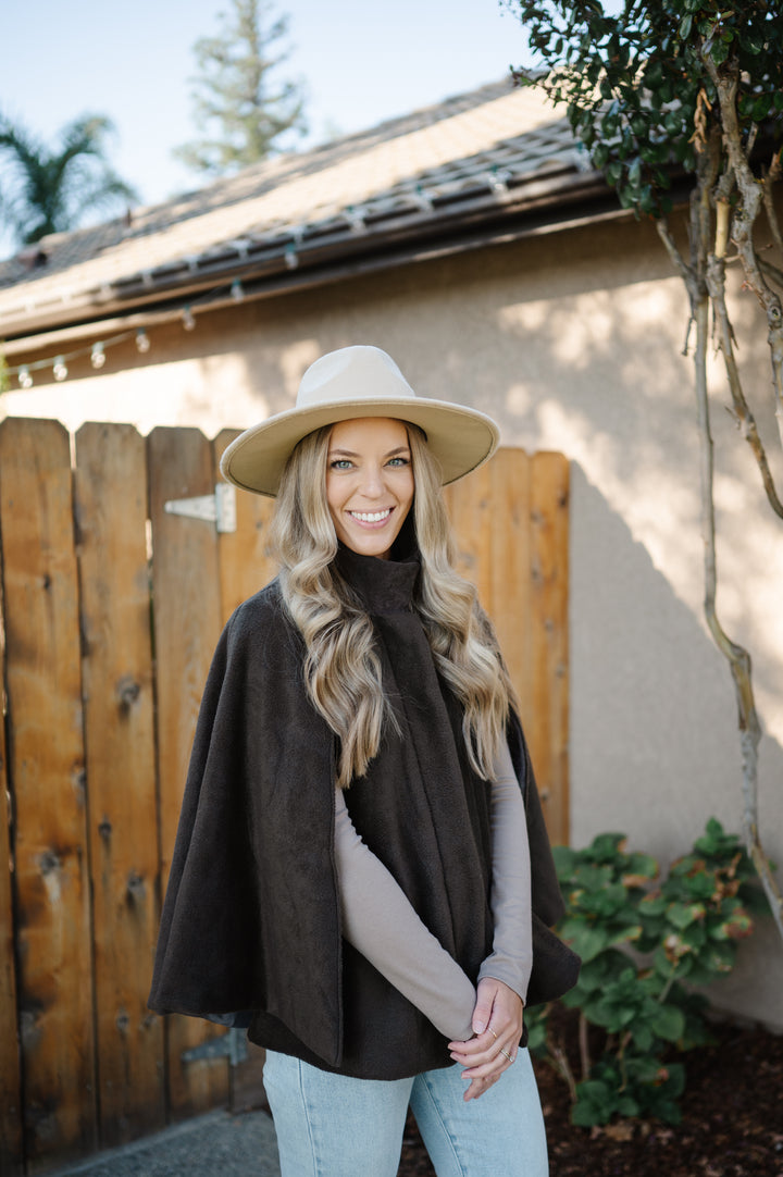 Brown Velvety Flannel Cape