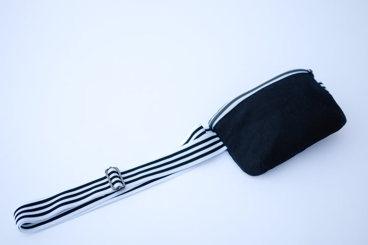 Black with Classic Striped Strap Crossbody