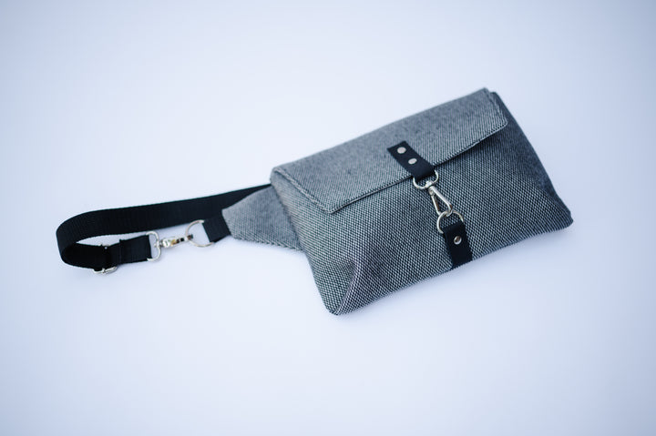 Black and Silver Tweed Crossbody