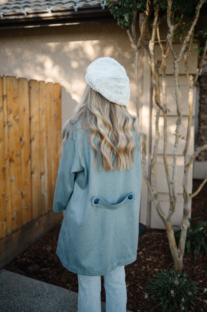 Powder Blue with Faux Fur Collar