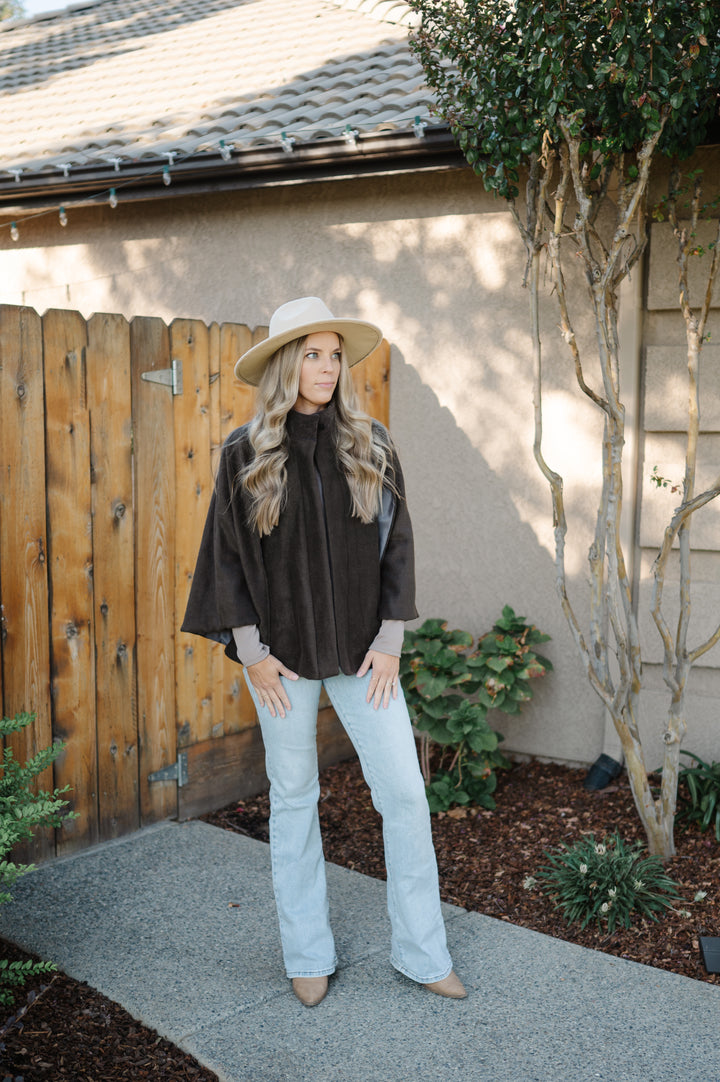 Brown Velvety Flannel Cape