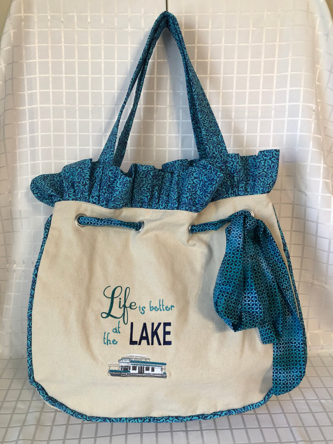 Life is better at the Lake.....Over-sized large tote specifically designed to carry everything you need to the Lake with you!